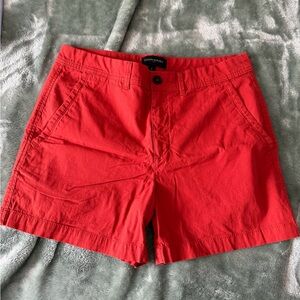 Banana Republic Bright Red Cotton Mid-Rise Bermuda Shorts